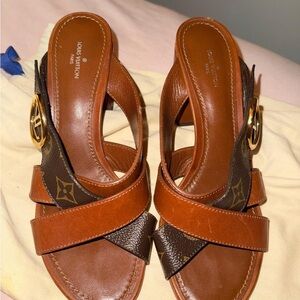 Louis Vuitton Tan and Brown Women's Sandals